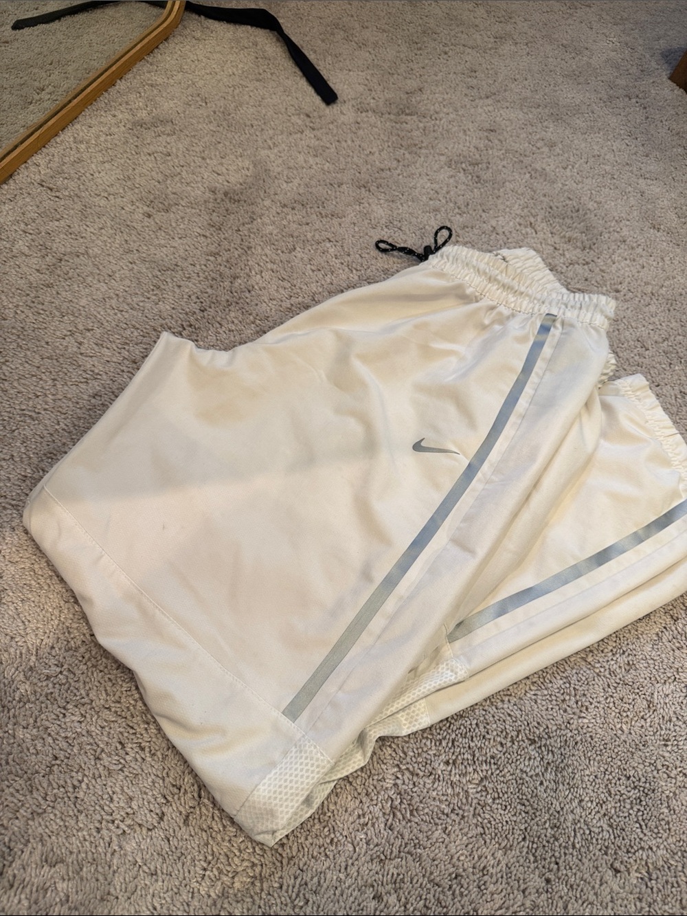 Nike White Shorts with Gray Reflective Stripe